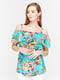 Блуза для вагітних і годуючих кольорів аквамарин в квітковий принт | 5987267 | фото 5