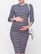 Сукня для вагітних та годуючих темно-синя у смужку | 5987413