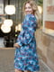 Платье для беременных и кормящих голубое в цветочный принт | 5987504 | фото 3