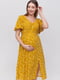 Сукня для вагітних і годуючих гірчичного кольору в принт | 5987618 | фото 2