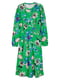 Платье А-силуэта зеленое в цветочный принт | 5990375