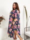 Платье А-силуэта комбинированного цвета в горошек и цветочный принт | 5998645 | фото 3