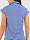 Рубашка синяя в клетку и с цветочной вышивкой | 6002080 | фото 2