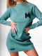 Платье-свитер бирюзовое с логотипом | 6002160 | фото 4