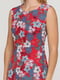Платье А-силуэта красное в цветочный принт | 6004756 | фото 2