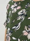 Платье А-силуэта цвета хаки в цветочный принт | 6010077 | фото 4