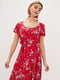 Платье А-силуэта красное в цветочный принт | 6010086 | фото 2