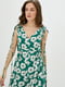 Платье А-силуэта зеленое в цветочный принт | 6010098 | фото 2