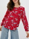 Блуза червона в квітковий принт | 6010129