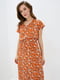 Сукня А-силуету помаранчевого кольору в квітковий принт | 6010134 | фото 2