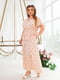 Платье А-силуэта персикового цвета с принтом | 6022202 | фото 3
