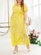 Сукня А-силуету жовта з принтом | 6022203