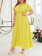 Сукня А-силуету жовта з принтом | 6022204