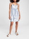 Платье бело-синее с принтом | 6028045