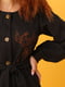 Платье черное А-силуэта с вышивкой | 5903944 | фото 2
