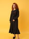Платье черное А-силуэта с вышивкой | 5903944 | фото 3