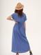 Платье А-силуэта  светло-синее с вышивкой | 6030788 | фото 2