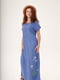 Платье А-силуэта  светло-синее с вышивкой | 6030788 | фото 7