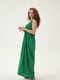 Платье А-силуэта зеленое с вышивкой | 6030790 | фото 6