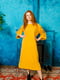 Платье А-силуэта  горчичного цвета с вышивкой | 6030800 | фото 7