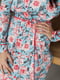 Платье-рубашка бирюзовое с цветочным принтом | 6033548 | фото 2