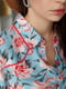 Платье-рубашка бирюзовое с цветочным принтом | 6033548 | фото 8