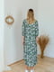 Платье А-силуэта зеленое с цветочным принтом | 6033610 | фото 3