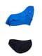 Роздільний купальник: синій бюстгальтер з баскою та чорні труси | 6041718 | фото 4