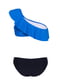 Роздільний купальник: синій бюстгальтер з баскою та чорні труси | 6041718 | фото 5
