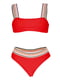 Раздельный красный купальник с полосками | 6041855 | фото 2