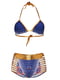 Раздельный золотисто-синий купальник: бюстгальтер и трусы-шорты | 6041994 | фото 2