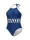 Слитный синий купальник с шнуровкой | 6042019 | фото 2