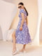 Платье А-силуэта голубое с цветочным принтом | 6045068 | фото 2