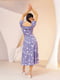 Платье А-силуэта голубое с цветочным принтом | 6045068 | фото 3