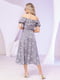 Платье А-силуэта серое с цветочным принтом | 6045072 | фото 2