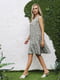 Сукня А-силуету кольору хакі з квітковим принтом | 6045091 | фото 2