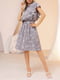 Платье А-силуэта серое с цветочным принтом | 6045102