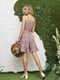 Платье А-силуэта коричневое с цветочным принтом | 6045115 | фото 3