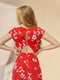 Сукня А-силуету червона з квітковим принтом | 6045138 | фото 3