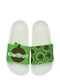 Шлепанцы бело-зеленые с принтом | 6047771