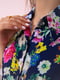Блуза синяя с цветочным принтом | 6047970 | фото 6