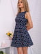Сукня А-силуету темно-синя з квітковим принтом | 6048026 | фото 3
