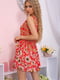 Сукня А-силуету червона з квітковим принтом | 6048045 | фото 4