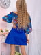 Платье А-силуэта синее с цветочным принтом | 6048049 | фото 4