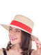 Шляпа бежевая с красной лентой | 6044185 | фото 2