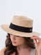 Шляпа соломенного цвета с черной лентой | 6044204 | фото 2