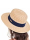 Шляпа соломенного цвета с синей лентой | 6044210 | фото 2