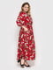 Платье А-силуэта красное с цветочным принтом | 6052859 | фото 3