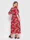 Платье А-силуэта красное с цветочным принтом | 6052859 | фото 4