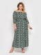 Платье А-силуэта зеленое с цветочным принтом | 6052860 | фото 5